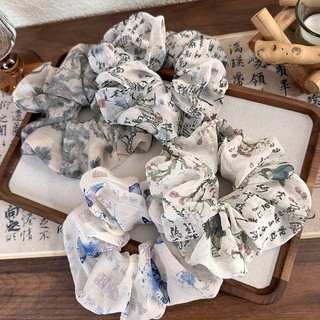 Mới Phong Cách Trung Quốc Dây Tóc Mực Thư Pháp Ngàn Xương Rồng Phong Cách Cổ Điển Scrunchy Tóc Mới Thiết Kế Retro Mũ Đội Đầu Dây Fema