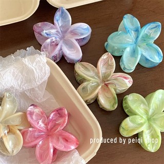 Gradient Smudge Frangipani Grab Clip Zhanba Hoa Phong Cách Ngày Lễ Nửa Dây Buộc Tóc Kẹp Tóc Phong Cách Hàn Quốc Acrylic Cá Mập Kẹp Phụ Kiện Tóc