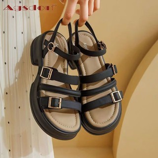 Magicime Giày Sandal Đen  Nữ Đế Dày Học Sinh 2024 Phong Cách Mới Mùa Hè All-Ma