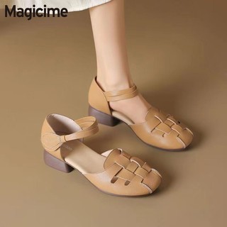Magicime Da Thật Chính Hãng Giày Sandal La Mã Nữ 2024 Phong Cách Mới Mùa Hè Phù Hợp Với Baotou
