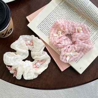 Nơ Kem Scrunchy Dây Buộc Tóc Nữ Mori Phong Cách Ngọt Ngào Thấp Đuôi Ngựa Dây Buộc Tóc Phong Cách Hàn Quốc Đầu Hoa Cà Vạt Phụ Kiện Tóc