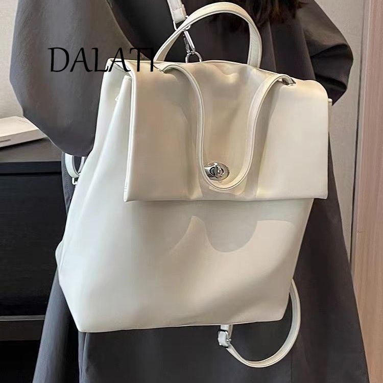 DALATI  Niche Bạc Dầu Sáp Da Ba Lô Nữ Phù Hợp Với Dung Tích Lớn Học Sinh Đi Học Túi Du Lịch Ba Lô