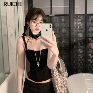 RUICHE Áo 2 dây áo ba lỗ Thời trang hàn quốc nhí nhảnh Phong cách Thông thường trendy WCS2430PRF 13Z240326