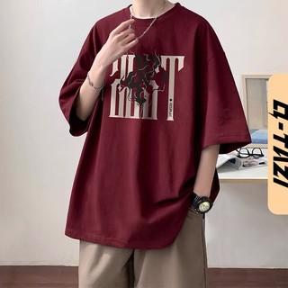 Q Tazi Áo thun nam Áo nửa tay thời trang mùa hè in ấn thời trang