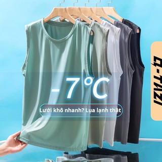 Q Tazi Áo thun lụa băng Áo khoác mỏng cho mùa hè Kích thước lớn lỏng lẻo lưới thoáng khí Áo không tay nhanh khô