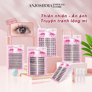 ANJOSIRMA  Lông mi giả  dạng lúa mì ，Lông mi giả 10 hàng dán dày và cong tự nhiên cho người mới bắt đầu， tự nhiên phong cách quỷ nhỏ