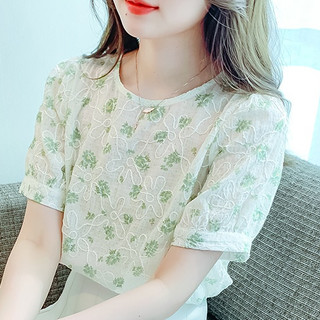 Hoa kiểu Pháp voan nhỏ áo sơ mi nữ mùa hè 2024 kiểu phương Tây mới giảm sang trọng thiết kế hàng đầu đẹp