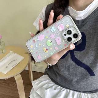 Ốp điện thoại trong suốt mạ động vật hoạt hình cho iPhone 15 14 13 12 Pro Max Ốp lưng chống sốc Funda