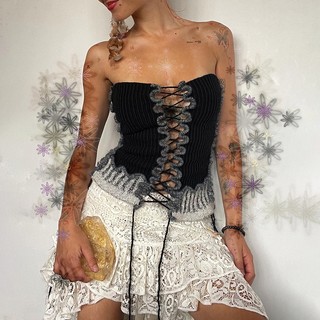 Weird Puss Lạ Puss Gợi Cảm Thường Ngày Áo Vest Tắt Tay Frenulum Đa Năng Không Khí Mùa Hè Phong Cách Thiết Kế Cao Cấp Thời Trang Hot Chick 2024 Nóng Mới