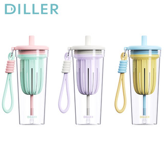 Diller Tumbler Tritan Bình Nước Uống Không Chứa BPA Có Ống Hút Cho Nước Cà Phê 650ml D2407