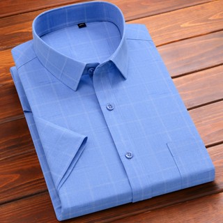 Mùa Hè Thường Ngày Không Sắt Ngắn Kẻ Sọc Phong Cách Hàn Quốc Văn Phòng Làm Việc Xã Hội Áo Sơ Mi Nam