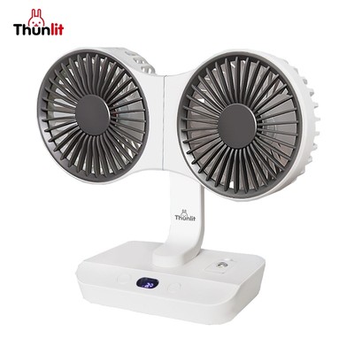 Quạt hai đầu Thunlit Màn hình LED dao động 4000mAh Quạt để bàn nhỏ hai đầu có thể sạc lại 4 tốc độ có thể điều chỉnh