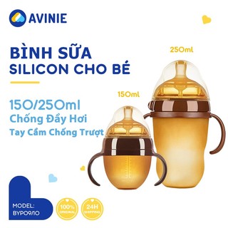 AVINIE Bình Sữa Cho Bé Sơ Sinh 150ml 250ml  Bình Sữa Silicon  BPA Free Cổ Rộng Kháng Khuẩn chống đầy hơi BYP10