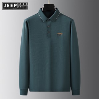 JEEP SPIRIT 1941 ESTD Áo sơ mi cổ Polo dành cho áo thun nam dài tay có lớp lót và lớp lót đáy, quần áo nam cổ cao thông thường