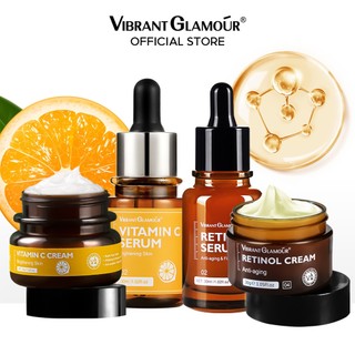 VIBRANT GLAMOUR Set sản phẩm kem retinol + serum VC + kem VC Hyaluronic Acid 2.5% + Retinol chống lão hóa làm trắng da