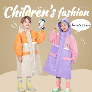 Áo mưa trẻ em phong cách Preppy Áo mưa trẻ em đi học Poncho toàn thân chống thấm nước với vị trí túi đi học