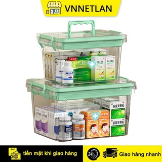 VNNETLAN Hộp đựng thuốc gia đình 2 tầng phân loại các loại thuốc, , chất liệu pp siêu bền