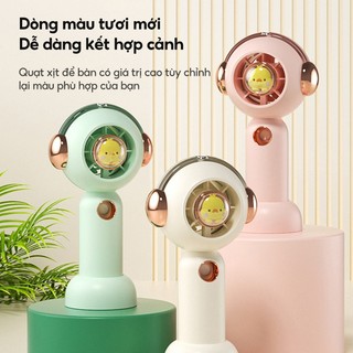 Quạt phun sương để bàn nhỏ gọn, Quạt mini để bàn tiện lợi, Có 5 vòi phun sương kèm đèn