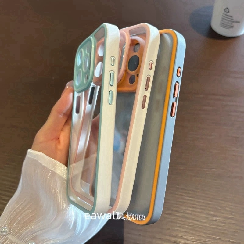 【Contrasting design/Transparent acrylic hard case/Black】Ốp lưng compatible for iPhone 15 14 13 12 pro max case