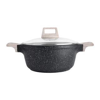 Nồi Đá Maifan Chống Dính INSSA 24CM - Nồi Đá Có Nắp, Hai Quai Chống Bỏng - Thông Dụng Bếp Ga, Từ -GUOJ012