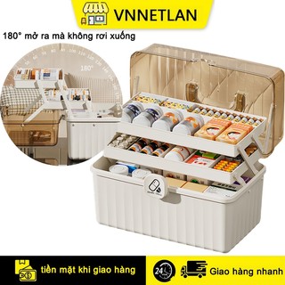 VNNETLAN Hộp đựng thuốc gia đình 3 tầng phân loại các loại thuốc, , chất liệu pp siêu bền Hộp đựng nhiều tầng có thể gập lại