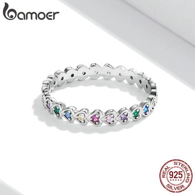 Nhẫn BAMOER Bạc 925 nhiều màu sắc thiết kế thời trang