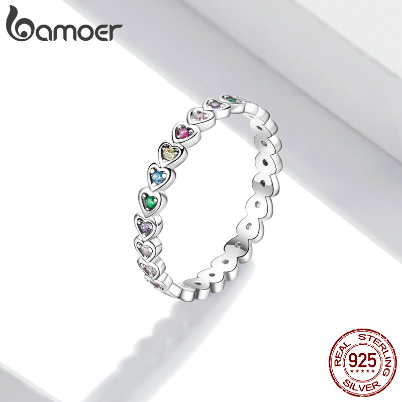 Nhẫn BAMOER Bạc 925 nhiều màu sắc thiết kế thời trang