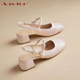 Agsdon Dép  Nữ Mùa Hè Phong Cách Mới Mary Jane Dép Baotou Với Sườn Xám Phong Cách Trung Hoa