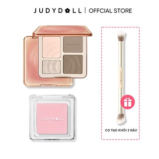  JUDYDOLL Bảng Tạo Khối & Bắt Sáng 4 Ô + Phấn má Pretty Blush Powder + TẶNG Cọ Tạo Khối 2 Đầu