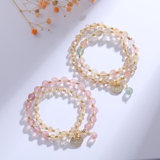Vòng tay pha lê hai lớp Vòng tay pha lê dâu tây Vòng tay pha lê tóc đầy màu sắc Mặt dây chuyền Ruyi