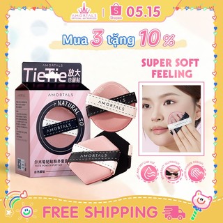（Hàng mới về ）PINK & BLACK Bộ mút trang điểm Amortals 3 cái kép Dây đeo chéo Không hấp thụ chất lỏng Kem nền che khuyết điểm puff Set