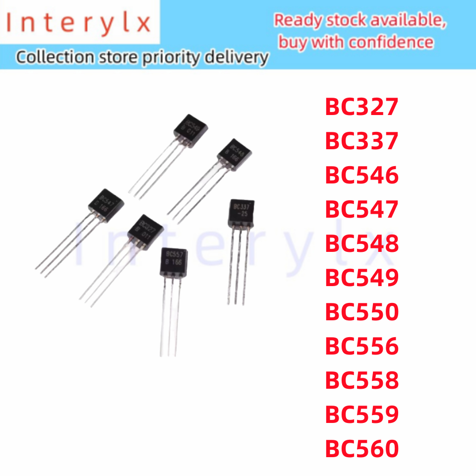 20 Cái / lốc BC327 BC337 BC517 BC546 BC547 BC548 BC549 BC550 BC556 BC557 BC558 In-line TO-92 PNP Tra