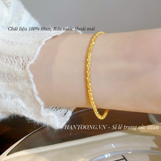 Lắc tay nữ làm bằng titan cao cấp không gỉ mạ vàng 24k thiết kế ánh kim lấp lánh phong cách đơn giản thanh lịch