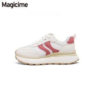 Magicime Forrest Gump Giày Nữ Màu Be Hồng Lưới 2024 Phong Cách Mới Mùa Hè Đế Dày 4.5cm