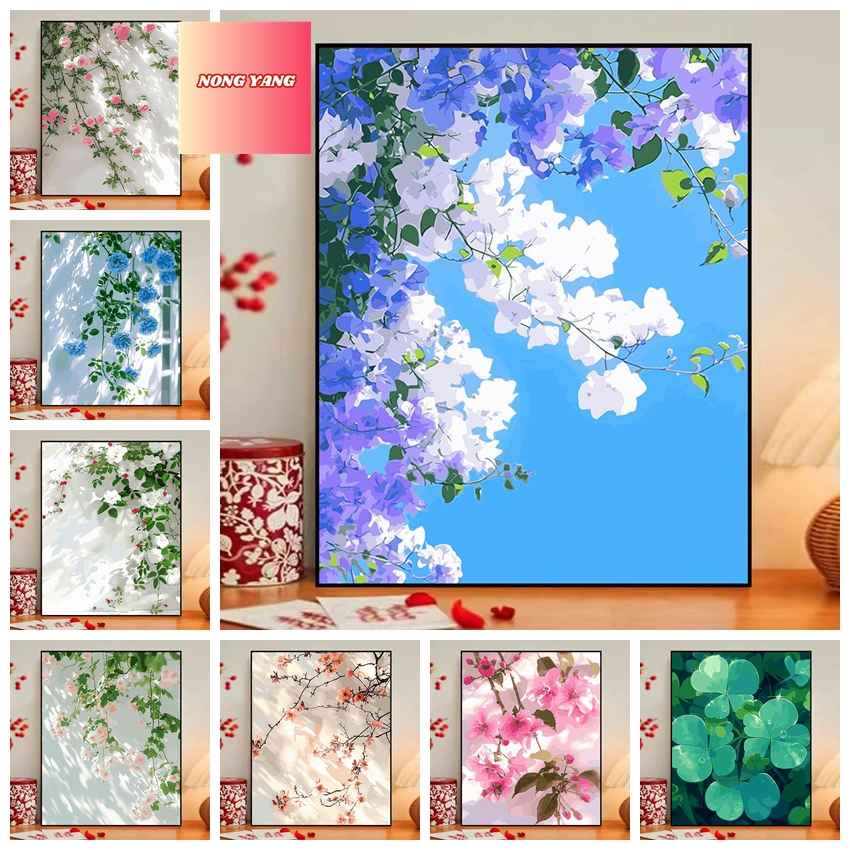 Nong Yang-30*40cm/40*50cm-tô tranh theo số--tranh tô màu theo số-Tranh sơn dầu kỹ thuật số diy Hoa P