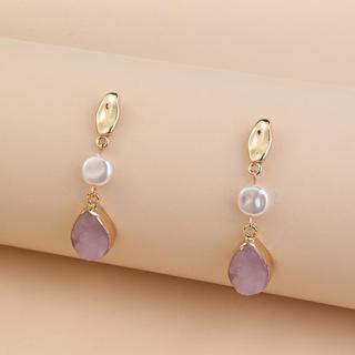 Bông tai đá tự nhiên Bông tai ngọc trai tự nhiên Bông tai hình học