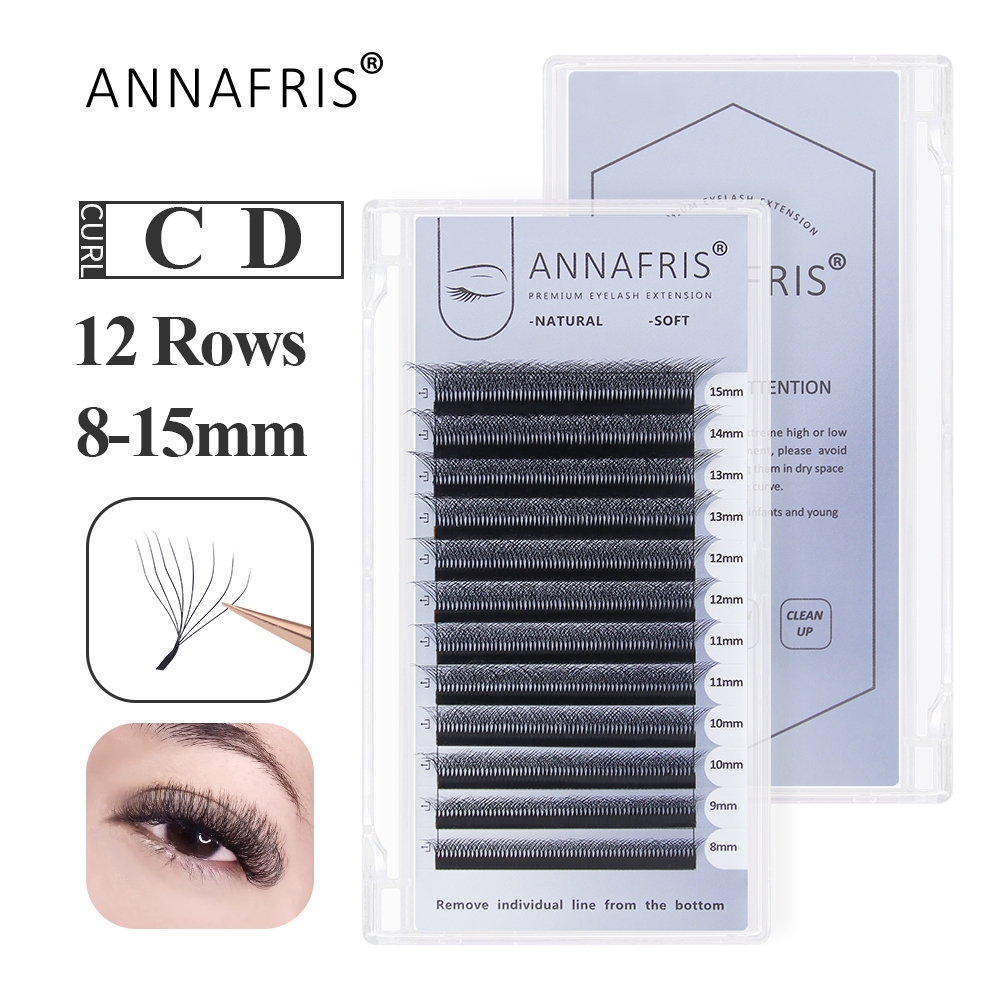 Annafris 8D W Lash Extension Premade Volume Fan W Shape Bundle Lash Lông mi giả mềm mại tự nhiên