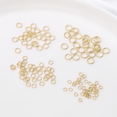 100 Cái / gói Đồng Nhẫn Đơn Mạ Điện Vàng 14K Cho DIY Trang Sức nẹp Và Vòng Cổ Làm Phụ Kiện