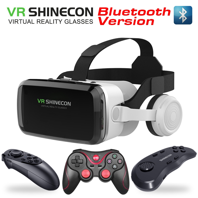 VR Shinecon G04BS Tai Nghe Bluetooth Không Dây Phiên Bản Thực Tế Ảo Kính 3D Kính Tông Mũ Bảo Hiểm Ch