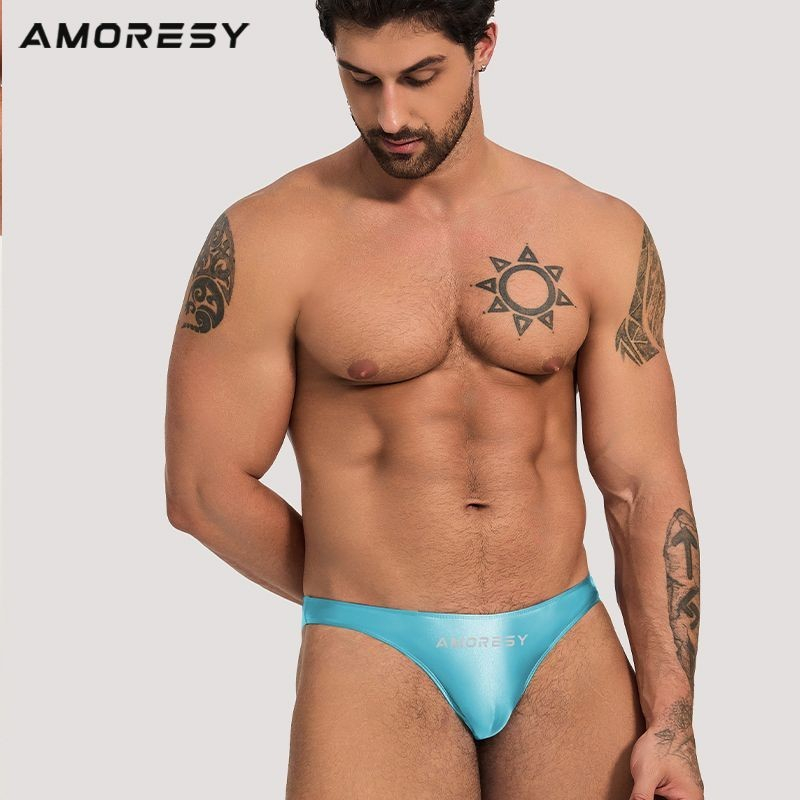 AMORESY Oceanus Series Spandex Nam Màu Trơn Siêu Thấp Eo Thể Thao Gợi Cảm Thoải Mái Thông Bơi Quần