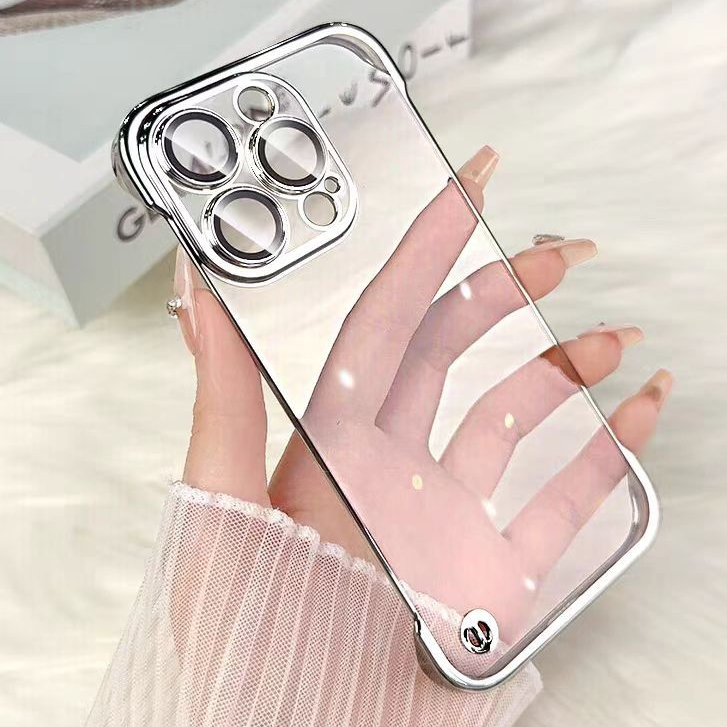 Ốp Điện Thoại Vỏ Cứng PC Trong Suốt Không Viền Có Màng Bảo Vệ Ống Kính Vỏ Điện Thoại Cho IPhone 11 12 13 14 15 Pro Max 15 14 Plus