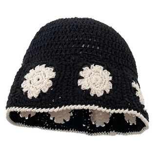Mg studio / rỗng dệt kim mũ len mũ hoa mũ handmade mũ chống nắng tạo kiểu mũ cotton dệt kim mũ