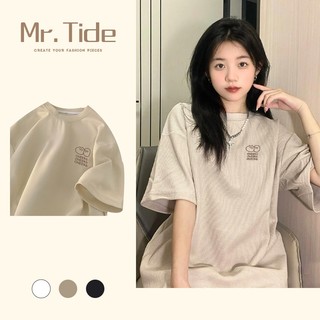Áo thun Thêu Chữ Nam Nữ Unisex - Áo phông nam nữ tay lỡ oversize form rộng chất liệu cotton dệt tổ ong thoáng mát