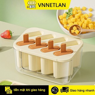 VNNETLAN Khuôn làm kem-que DIY có thể dùng được nhiều lần gồm 8 ô tiện dụng