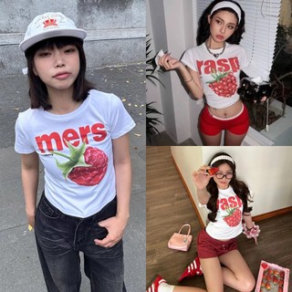 Áo crop top nữ Y2K Babytee phong cách Hàn Quốc Áo crop top mùa hè mới tay ngắn cổ tròn bó sát sweetcool dạo phố Áo thun ôm cơ thể gợi cảm dành cho nữ