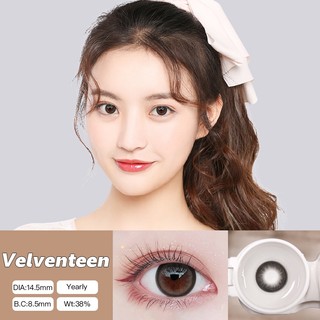 O2girl contact lenses (COD) (0 ~ - 8.00) Kính Áp Tròng Thấu Kính Màu Nâu Xám Tự Nhiên Mềm Mại Sử Dụng Được lens cận lens xám 14,2-14,5mm