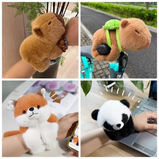 DADOMYD Vòng tay tát động vật, Vòng đeo tay động vật Hoạt hình Capybara Đồ chơi sang trọng, Vòng vỗ tay Huggers Đồ chơi tát