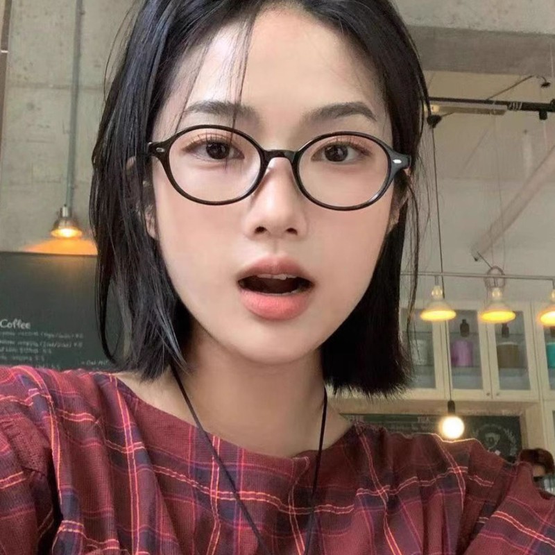 【Cận thị 0.5 đến 6.0 độ】Tròng kính chống bức xạ kính gọng tròn thời trang kính cận thị chống ánh sáng xanh cho nam và nữ 1128
