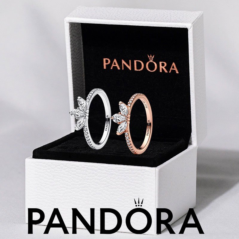 Nhẫn bạc PANDORA S925 cặp đôi Nhẫn chùm Herbarium lấp lánh
