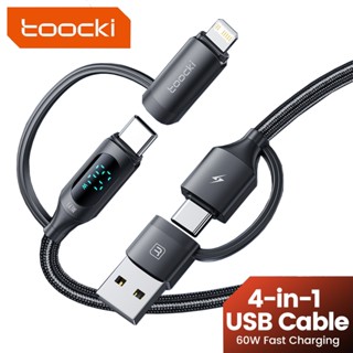Cáp sạc nhanh Toocki 4 trong 1 USB sang Type C / 1OS có màn hình kỹ thuật số thông minh cho dây dữ liệu USB C loại C